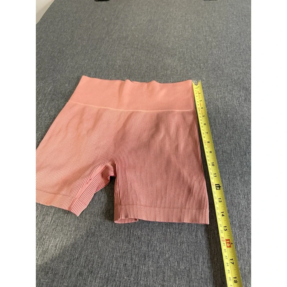 Colsie Women's Biker Shorts Pink Pull-On Ribbed Knit Stretch Solid Regular XL